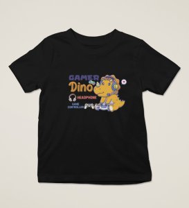 Gamer Dino, Boys Round Neck Blended Cotton Tshirt