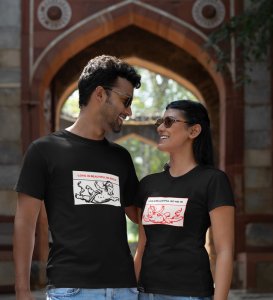Love Is Beautiful So She Is/ Love Is Beautiful So He Is, Printed (Black) T-Shirts For Couples