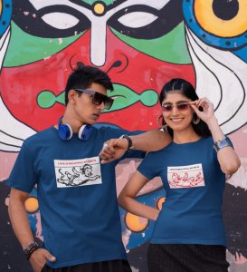 Love Is Beautiful So She Is/ Love Is Beautiful So He Is, Printed (blue) T-shirts For Couples