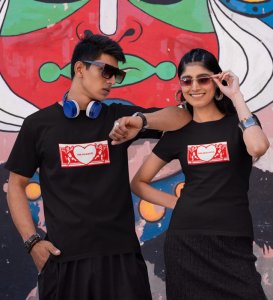 Mr Khadoos/Mrs Beautiful Printed (Black) T-Shirts For Couples