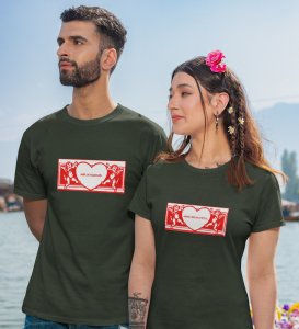 Mr Khadoos/Mrs Beautiful Printed (green) T-shirts For Couples