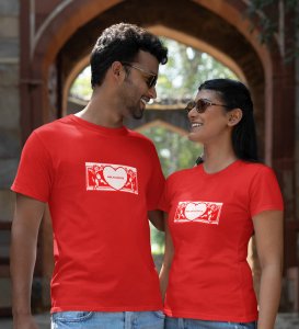 Mr Khadoos/Mrs Beautiful Printed (Red) T-shirts For Couples