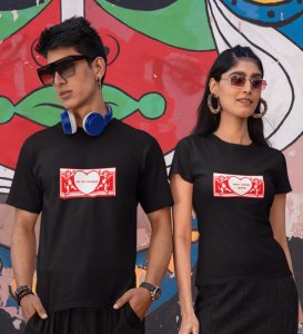 Mr No Reaction/ Mrs Kalesh Queen Printed Couple (Black) T-Shirts