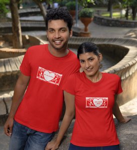 Mr No Reaction/ Mrs Kalesh Queen Printed Couple (Red) T-shirts