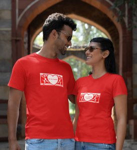 Mr No Reaction/ Mrs Kalesh Queen Printed Couple (Red) T-shirts