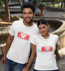 Mr No Reaction/ Mrs Kalesh Queen Printed Couple (White) T-shirts