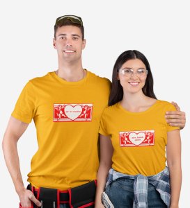 Mr No Reaction/ Mrs Kalesh Queen Printed Couple (Yellow) T-shirts
