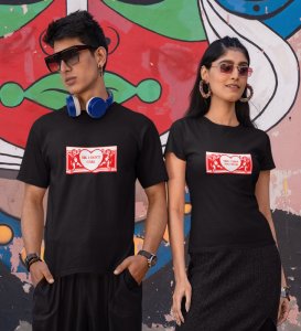 Mr Cares Too Much/ Mrs I Don't Care, Printed (Black) T-shirts For Couple