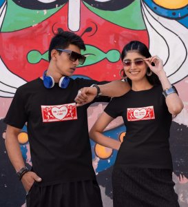 Mr Cares Too Much/ Mrs I Don't Care, Printed (Black) T-shirts For Couple