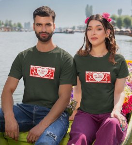 Mr Cares Too Much/ Mrs I Don't Care, Printed (green) T-shirts For Couple