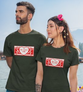 Mr Cares Too Much/ Mrs I Don't Care, Printed (green) T-shirts For Couple