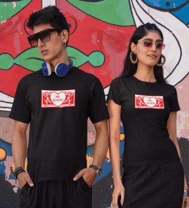 Mr Aladdin/Mrs Jasmine Printed Couple (Black) T-shirts
