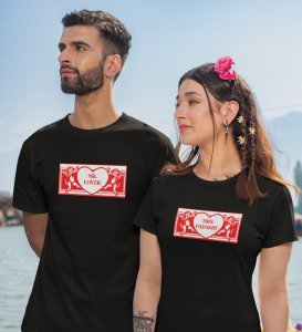 Mr Lover/Mrs Padhaku Printed Couple (Black) T-shirts