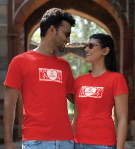 Mr Lover/Mrs Padhaku Printed Couple (Red) T-shirts