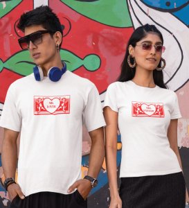 Mr Lover/Mrs Padhaku Printed Couple (White) T-shirts