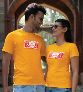 Mr Lover/Mrs Padhaku Printed Couple (Yellow) T-shirts