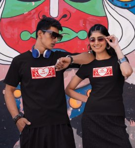 Mr Goofy/Mrs Well-Dressed Printed Couple (Black) T-shirts