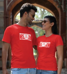 Mr Goofy/Mrs Well-Dressed Printed Couple (Red) T-shirts