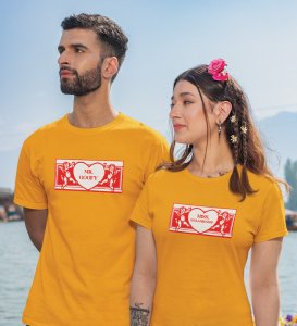 Mr Goofy/Mrs Well-Dressed Printed Couple (Yellow) T-shirts