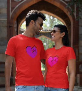 HeartBreaks Printed (Red) T-shirts For Couple