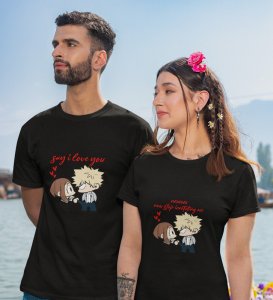 Stubborn Girlfriend Cute Printed (Black) T-Shirts For Couples