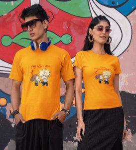 Stubborn Girlfriend Cute Printed (Yellow) T-shirts For Couples