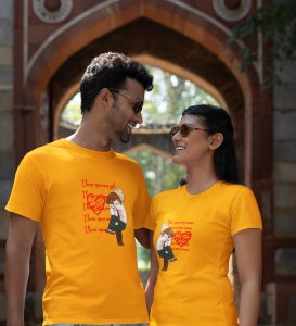 I Love You Man/I Love You My Girl Printed Couple (Yellow) T-shirts