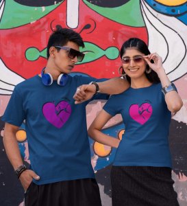 HeartBreaks Printed (blue) T-shirts For Couple