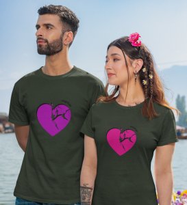 HeartBreaks Printed (green) T-shirts For Couple