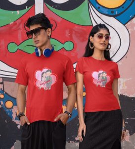 Love Of My Life Couple Print (Red) T-shirts For Couples