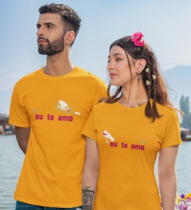 Eu Te Amo Couple Printed (Yellow) T-shirts