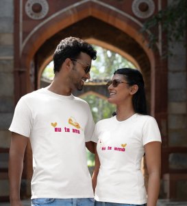 Eu Te Amo Couple Printed (White) T-shirts