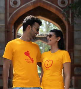 Only You Can Unlock Me Printed Couple (Yellow) T-shirts
