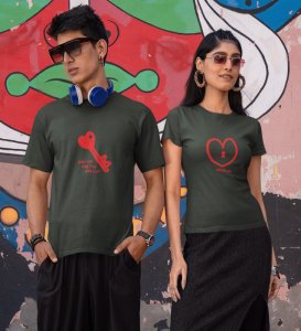 Only You Can Unlock Me Printed Couple (green) T-shirts