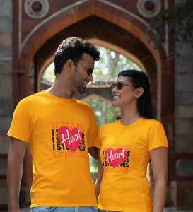 We Stole Each Other's Heart Printed Couple (Yellow) T-shirts
