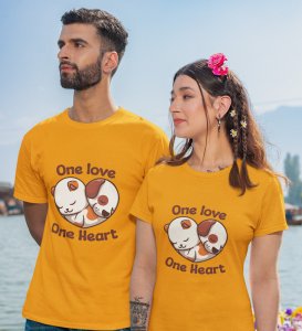 One Love One Heart Printed Couple (Yellow) T-shirts