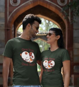 One Love One Heart Printed Couple (green) T-shirts