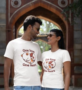 One Love One Heart Printed Couple (White) T-shirts