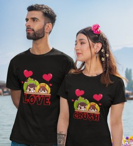 My Crush Is My Love Cutest Printed (Black) T-shirts For Couples