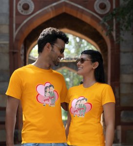 Love Of My Life Couple Print (Yellow) T-shirts For Couples