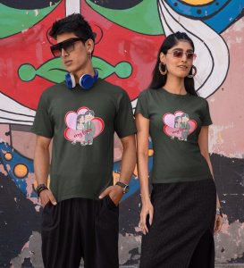 Love Of My Life Couple Print (green) T-shirts For Couples