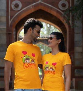 My Crush Is My Love Cutest Printed (Yellow) T-shirts For Couples