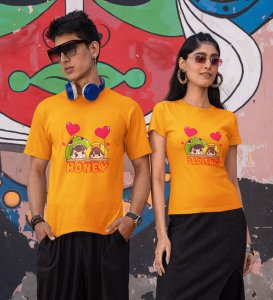His Darling/Hers Honey Printed Couple (Yellow) T-shirts