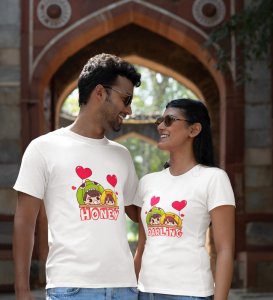 His Darling/Hers Honey Printed Couple (White) T-shirts