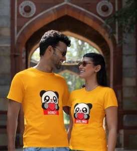 Lover Panda Couple Printed (Yellow) T-shirts