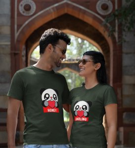 Lover Panda Couple Printed (green) T-shirts