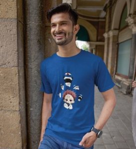 Sarcastic Itadori Cotton Blue Printed Tshirt For Mens and Boys