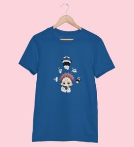 Sarcastic Itadori Cotton Blue Printed Tshirt For Mens and Boys