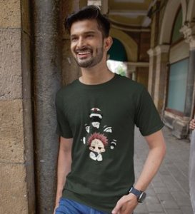Sarcastic Itadori Cotton Green Printed Tshirt For Mens and Boys
