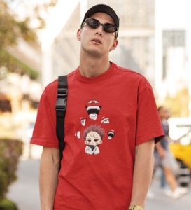 Sarcastic Itadori Cotton Red Printed Tshirt For Mens and Boys